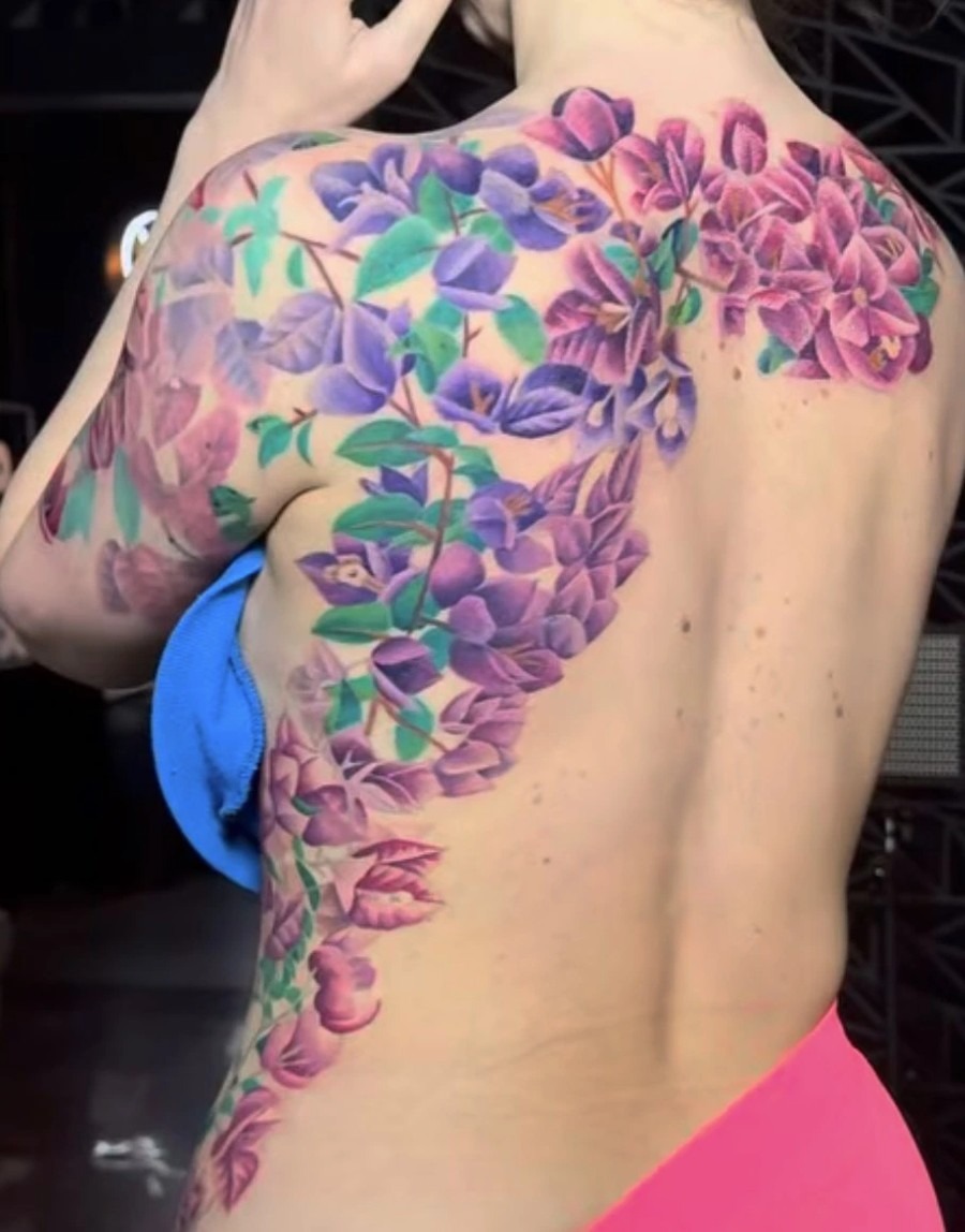 Floral back tattoo