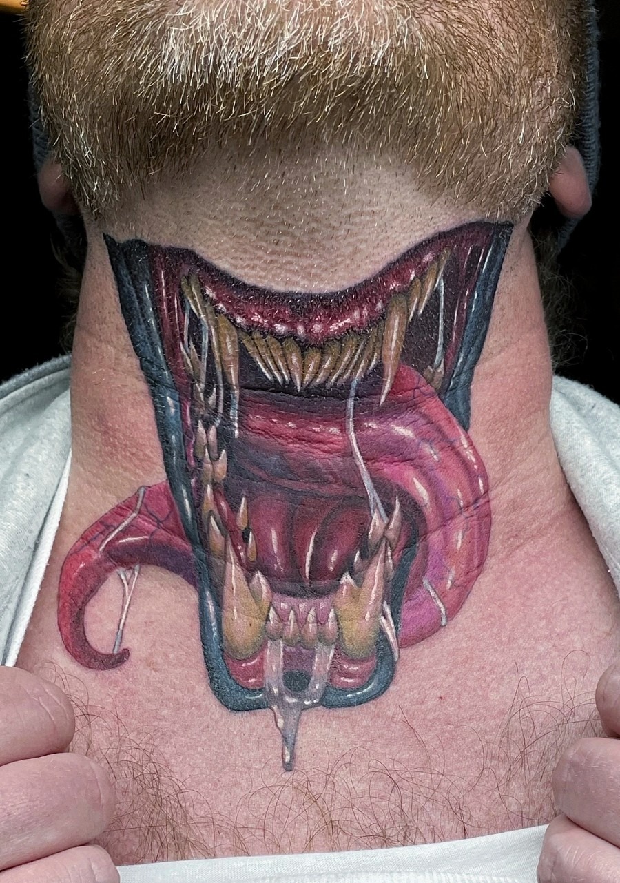 Dark horror mouth tattoo