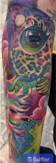 Color cartoon sleeve — chameleon